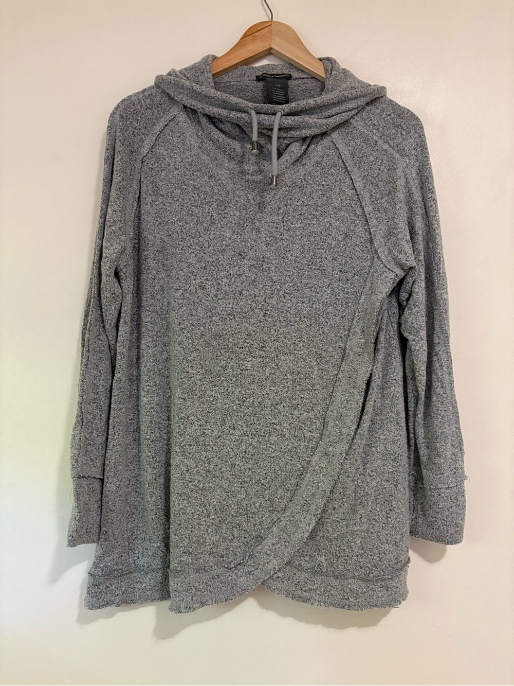 Chelsea & Theodore Cozy Cowl Neck Wrap Sweater Heather Gray Women’s Large
